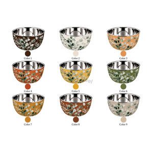 Floral Stainless <b>Steel</b> <b>Bowl</b> Decorative Mixing Serving <b>Bowl</b> with Leaf Pattern for Kitchen Dining - Product Image 3