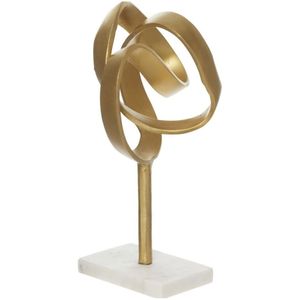 Modern Abstract <b>Gold</b> Metal Loop <b>Sculpture</b> with Marble Base Luxury Tabletop Figurine Contemporary Home Decor Office Desk Art - Product Image 1