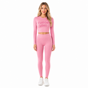 Conjunto Deportivo de 2 Piezas para Mujer, Top Corto de Manga Larga y Leggings de Cintura Alta para Yoga y Gimnasio, 2026 - Product Image 1