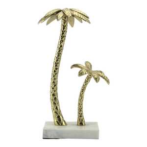 Escultura de Palmera Dorada de 36.5cm de Alto x 14.5cm de Ancho x 17cm de Largo, Hecha a Mano en Aluminio, Decoración Costera Moderna y Ecológica para Mesa de Salón - Product Image 3