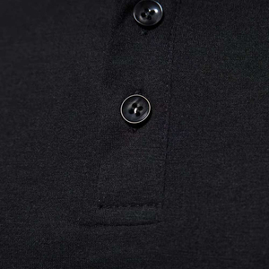Custom <b>Mens</b> Fashion Black <b>Polo</b> Shirt Short Sleeve Pique Knit with <b>White</b> Contrast Vertical Stripe Design Soft Breathable Casual - Product Image 6