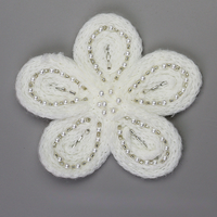 Appliques en tissu chenille perlé, fleurs 3D au crochet, PVC à coudre pour sacs et chaussures