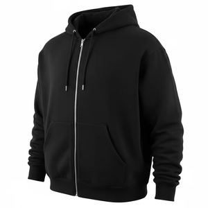 Sweat-shirt à capuche zippé noir unisexe, poids lourd |   Impression vierge ou personnalisée |   Idéal pour les marques - Product Image 1