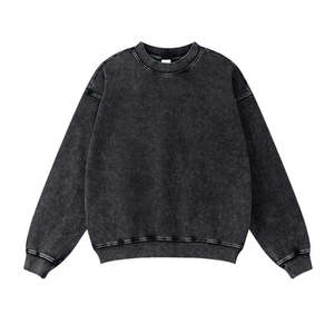 Unisex <b>Black</b> <b>Crew</b> <b>Neck</b> Pullover <b>Sweatshirt</b> Oversized Fit Regular Sleeve Washed Cotton French Terry Casual Autumn Wear - Product Image 3