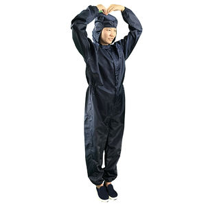 ชุดคลุมป้องกันไฟฟ้าสถิตย์สีน้ำเงินเข้มคุณภาพสูง ซักได้ สำหรับห้องปลอดเชื้อ ใช้ในห้องแล็บ แบบจั๊มสูท ลายตาราง 5 มม. - Product Image 1