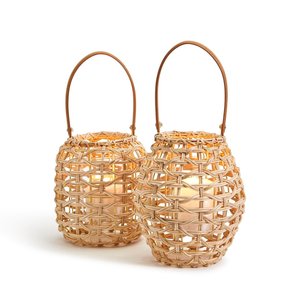 Home furnishing accessory wood <b>lantern</b> candle <b>tea</b> <b>light</b> holder display natural rattan <b>lanterns</b> - Product Image 5