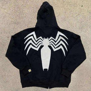 Men's Hooded Zip-Up Fleece <b>Sweatshirt</b> Waterproof Breathable Polyester/Cotton Winter Black Orange <b>White</b> - Product Image 3