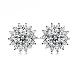 Pendientes Redondos de Plata 925 con Diamante Moissanite, Joyería de Lujo Brillante para Mujer, Venta al por Mayor y al Detal - Product Image 1