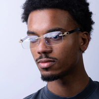 Meilleures ventes Lunettes de soleil de luxe sans monture Hip Hop Moissanite en diamant de créateur pour hommes et femmes au prix de gros pour l'exportation