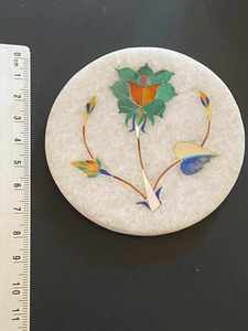 Trending Marble Inlaid Flower <b>Coasters</b> Round Big Slab Natural Stone Waterproof <b>Drink</b> <b>Coaster</b> Set for Luxury Coffee Table Villa - Product Image 4