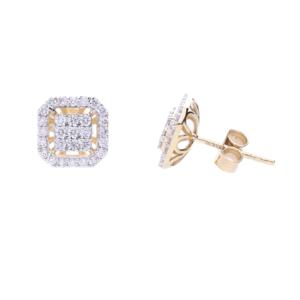 Lujo 14K oro mujer diamante Stud pendientes 0,65 CTW princesa corte esquina cuadrado diseño impresionante joyería - Product Image 1