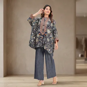 Womens Floral Print Indian Pakistani Top Loose Fit Long Sleeve V Neck Blouse <b>Boho</b> Ethnic <b>Shirt</b> Autumn Casual Fashion - Product Image 5