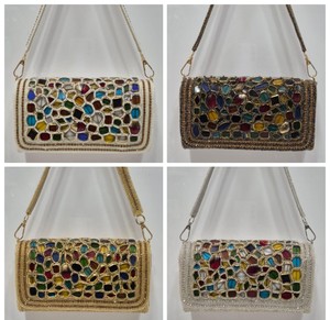 Luxury Handmade Mosaic <b>Mirror</b> Work Clutch Bag for Women | Designer Evening Party Sling Bag <b>with</b> Chain Strap - Product Image 2
