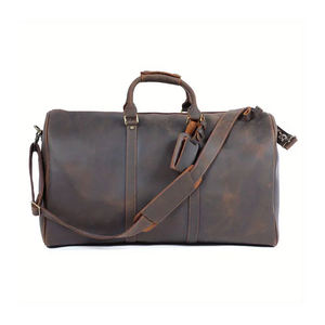 Genuine Leather Duffle Bag Vintage Weekender Travel Bag Water Resistant Zipper Carry Overnight Gym <b>Luggage</b> - Product Image 1