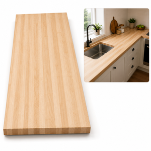 Solid Wood Countertop 48x25x1 Inch Eased Edge Natural Woodgrain Kitchen Worktop Scandinavian Style Water Resistant - Product Image 1