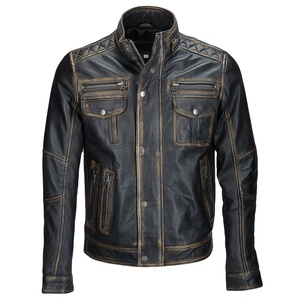 Custom Fashion New Design Vintage Discolored Long <b>Thin</b> Leather <b>Jacket</b> <b>Men</b> Streetwear Winter Front Customize 2026 - Product Image 1