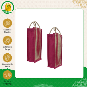 Fabricant indien vendant des sacs à vin en jute personnalisés avec impression rayée de bonne qualité pour usage professionnel à bas prix - Product Image 4