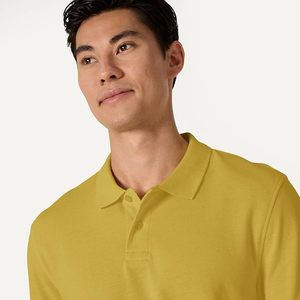เสื้อโปโลผู้ชายสีเหลืองล้วน แขนสั้น ผ้าฝ้าย ทรงลำลอง ระบายอากาศได้ดี ทรงปกติ - Product Image 2