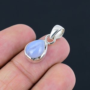 Top Quality Blue Lace Agate Gemstone 925 Sterling Silver Pendant Necklace Engagement Gift Natural Gemstone Pendants 3A Quality - Product Image 4