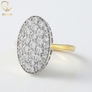 Bague ovale sertie de pavés, bague Bella bicolore, bague style Bella Swan avec diamant moissanite taille ronde, or 14 carats - Product Image 2