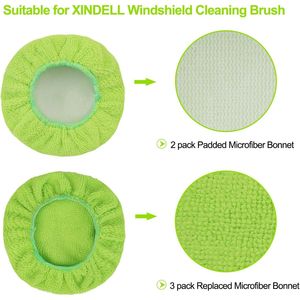 Confezione da 5 testine di ricambio in microfibra verde per la pulizia del parabrezza, lavabili e riutilizzabili, adatte a vari modelli - Product Image 3