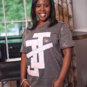 Jack and Jill Women’s Gray <b>Sequin</b> Greek Letter <b>Top</b> Short Sleeve Fashion Casual T-Shirt Custom Sorority - Product Image 4