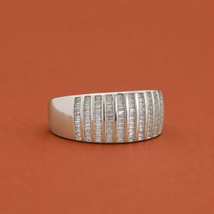 S925 Sterling <b>Silver</b> Channel Set Baguette Moissanite Diamond Band Wide Wedding <b>Ring</b> <b>Men</b> - Product Image 2