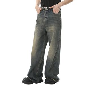 Custom <b>Baggy</b> <b>Jeans</b> Men Distressed Dark Washed Cotton Denim <b>Jeans</b> Vintage Fashion <b>Jeans</b> Pants <b>for</b> Men 2026 - Product Image 1