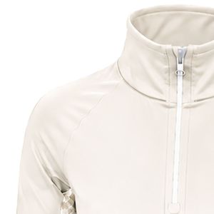 Manufacturer <b>White</b> Women <b>Quarter</b> <b>Zip</b> Activewear Pullover Shirt Floral Sleeve Detail Long Sleeve Outdoor Fitness Training Apparel - Product Image 3