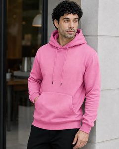 Men's <b>Pink</b> Hooded <b>Sweatshirt</b> Regular Fit Solid Color Cotton French Terry Casual Pullover Autumn Wear - Product Image 3