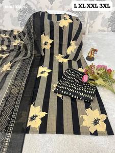Ensemble Kurti-Pant-Matching Dupatta en coton de qualité supérieure 60-60 avec imprimé grandes fleurs et rayures, coupe droite et longue, achat en ligne Inde - Product Image 5