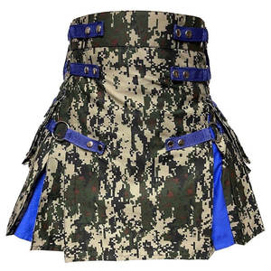 Kilt écossais camouflage bleu pour homme, plissé, en coton, style Highland, utilitaire, 2026 - Product Image 4