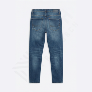 Jeans coupe droite personnalisés pour hommes 2026, denim délavé bleu moyen, pantalon en denim, prix de gros, coupe classique, 5 poches, pour hommes - Product Image 2