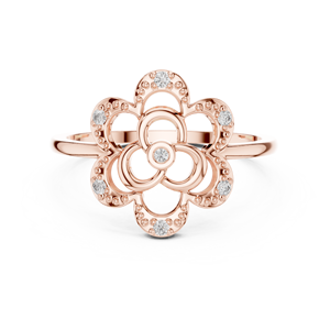 Anillo Clásico Minimalista en Forma de Flor de Oro Amarillo Sólido de 14k con Diamantes Cultivados en Laboratorio de Corte Redondo, Regalo de Boda Clásico - Product Image 5