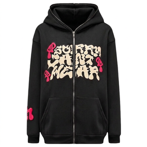 Streetwear Bestseller Reißverschluss-Hoodies mit Strass für Herren 100% Baumwolle Schnelltrocknend Atmungsaktiv mit Taschen-Design Winter Anpassbar - Product Image 3
