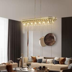 Lustre de plafond ovale moderne en cristal Champagne Gold Kitchen Island Light - Product Image 2