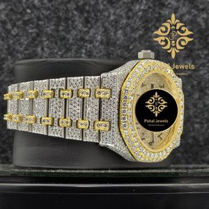 Montre de luxe pour homme Pahal Jewels en acier inoxydable, lunette sertie de diamants, cadran en cristal saphir, mouvement mécanique (automatique) 40 mm, moissanite - Product Image 2