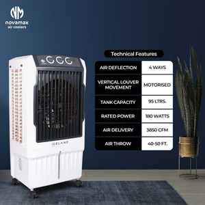 Office Air Cooler Iceland 95 Ltr Air Cooler Powerful Desert Cooler for Homes and Offices High Air <b>Delivery</b>, Large <b>Water</b> Tank - Product Image 3