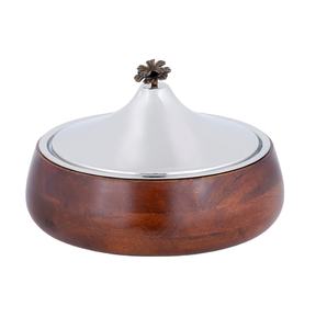 Serveur alimentaire moderne en bois et acier inoxydable d'une capacité de 3 litres avec poignée en laiton à motif floral HotCase et HotPot pour usage domestique - Product Image 1