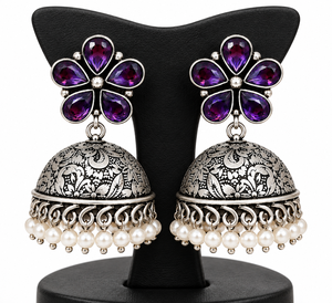 Pendientes Colgantes de Plata Oxidada con Diseño Floral, Estilo Moderno |   Joyería al por Mayor Directamente de Fábrica, Fabricante OEM ODM - Product Image 3