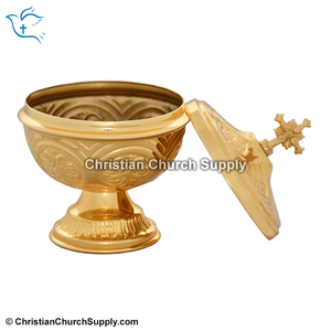 Ciborium ทองเหลืองพร้อมฝาปิดไขว้ | ชุบทอง ciborium-Export Corporation - Product Image 3