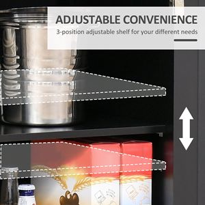 Armadio Buffet a credenza a 2 porte con ripiano regolabile e 2 cassetti per cucina Bar sala da pranzo o corridoio in nero - Product Image 6