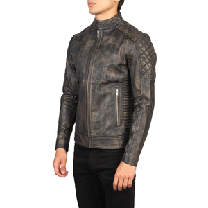 Nayab Industries Unisex Distressed Brown Genuine Leather Vintage Style Coated Breathable <b>Biker</b> <b>Jacket</b> Classic Fashion Waterproof - Product Image 3