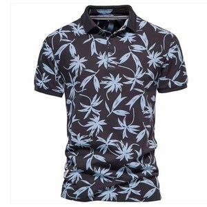 2026 Latest Pakistan Men's Slim Fit Floral Print Polo <b>Shirt</b> Short Sleeve Casual Woven <b>Polyester</b> Breathable Design - Product Image 1