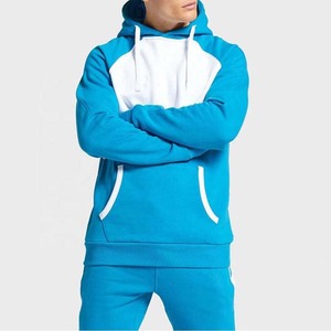 Survêtement à capuche pour homme, bleu, avec blocs de couleur, manches longues, coupe décontractée, avec poches latérales, vêtement d'automne, en polyester - Product Image 5