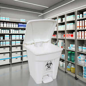 Foot Pedal Square Eco-Friendly Open Top Waste <b>Bin</b> for Hospital Use Made of <b>Plastic</b> Heavy Duty - Product Image 1