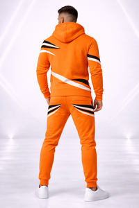 ชุดวอร์มสีส้มสำหรับผู้ชาย เสื้อฮู้ด กางเกงจ็อกเกอร์ สกรีนโลโก้ได้ ชุดสตรีทแวร์ ชุดกีฬา ดีไซน์เนอร์ ขายส่ง - Product Image 4