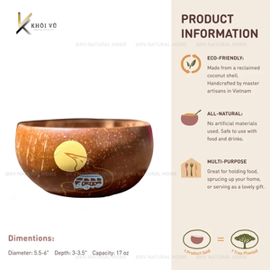 Nuevo Diseño 2026, Tazón de Coco Hecho a Mano, Ecológico y Ligero, Diseño de Atardecer en la Montaña, para Servir Comida al Aire Libre, Personalizable - Product Image 5