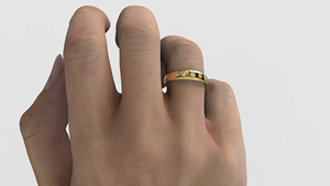 Trendy 18K Solid Gold <b>Dome</b> <b>Ring</b> Celestial Starburst Round Diamond <b>Ring</b> Chunky Flush Set Gypsy Band Fine Jewelry for Women - Product Image 5
