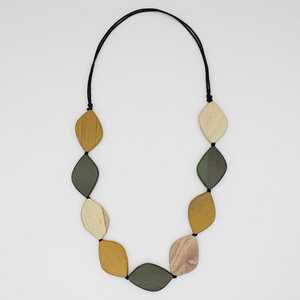 Handmade Wooden Geometric Boho Style Women's Wedding Pendant <b>Necklace</b> with Colorful Daily Life <b>Statement</b> Jewelry - Product Image 1